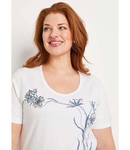T-shirt motif fleurs encolure ronde