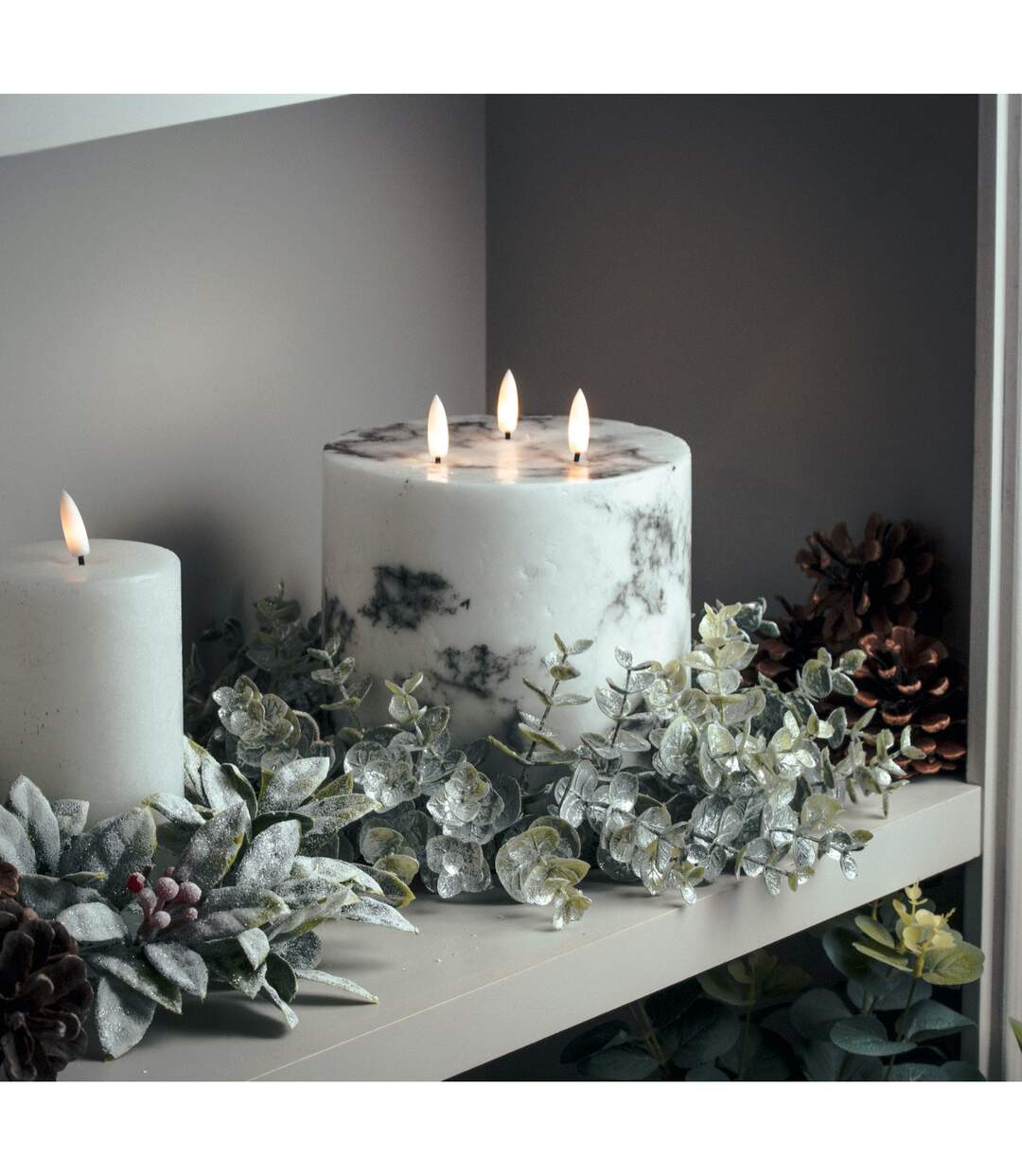 Luxe collection marble effect 3 wick electric candle 15cm x 15cm x 15cm white/black Hill Interiors