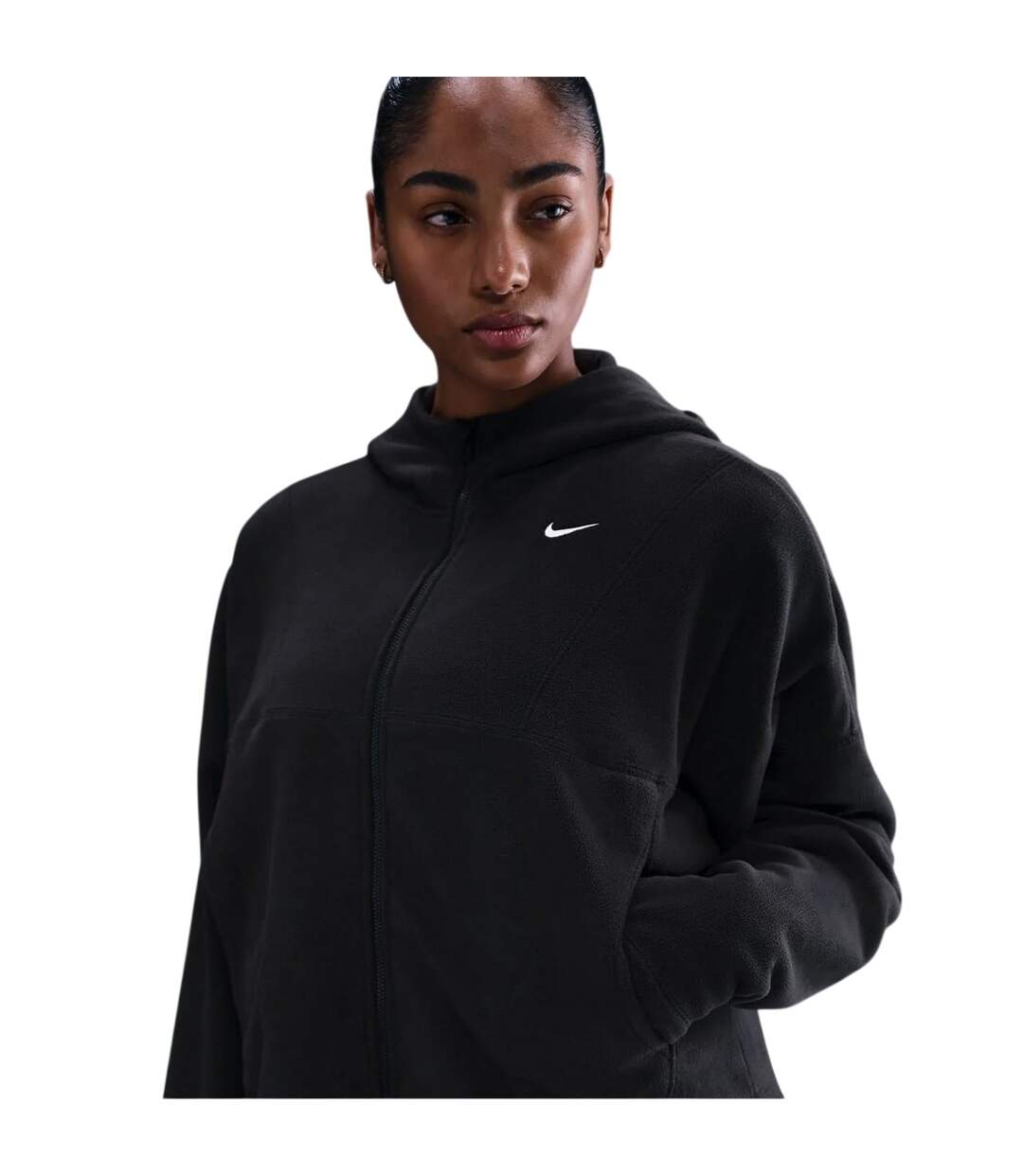 Womens/ladies Relaxed Fit Hooded Jacket Black Nike-4