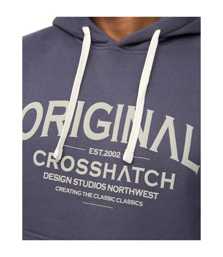 Mens Vintarge Hoodie Navy Crosshatch