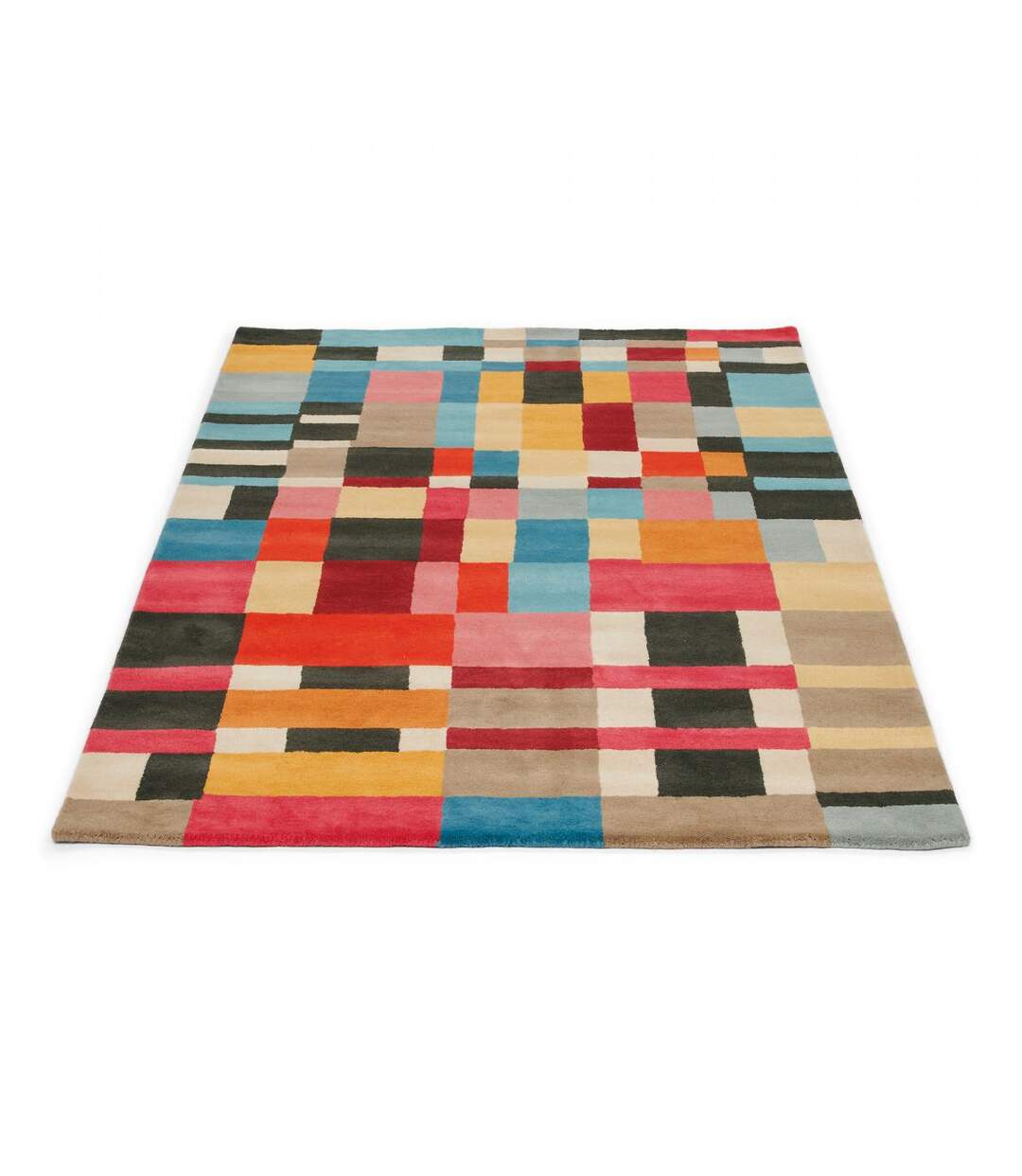 Tapis salon et chambre tissé en laine motif géométrique DOMINO-3