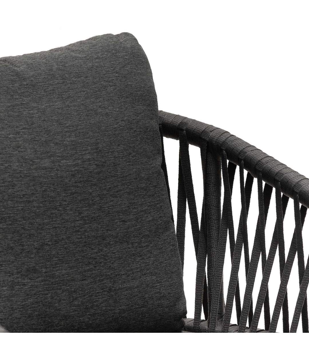 Lot de 2 fauteuils repas Oriengo aluminium et mailles tressées - Anthracite et graphite-4