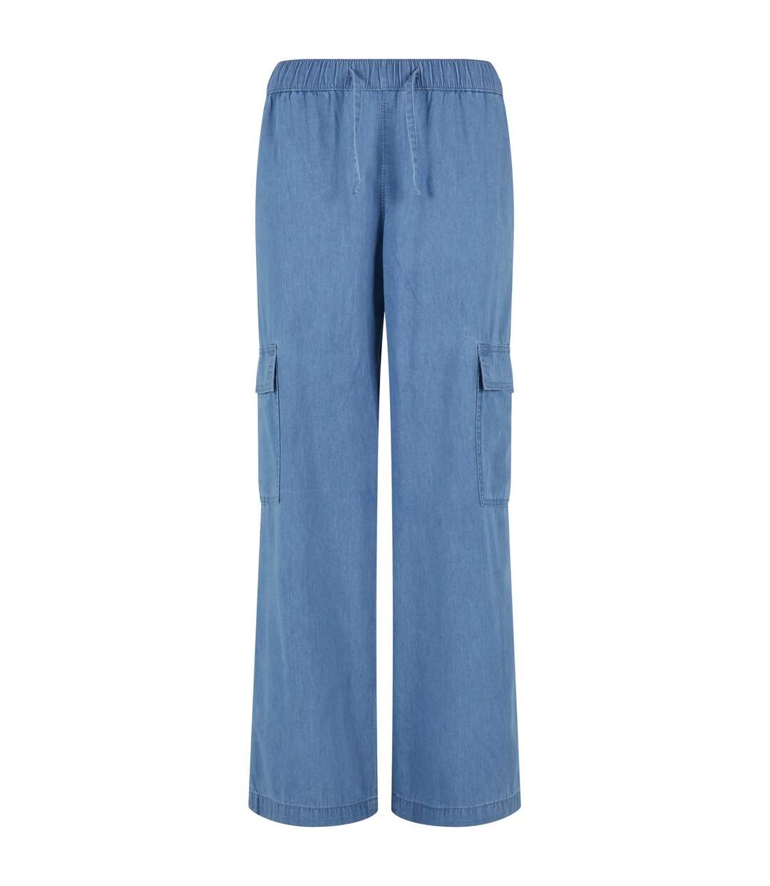 Womens/ladies Denim Lightweight Cargo Trousers Skyblue Washed Urban Classics-1