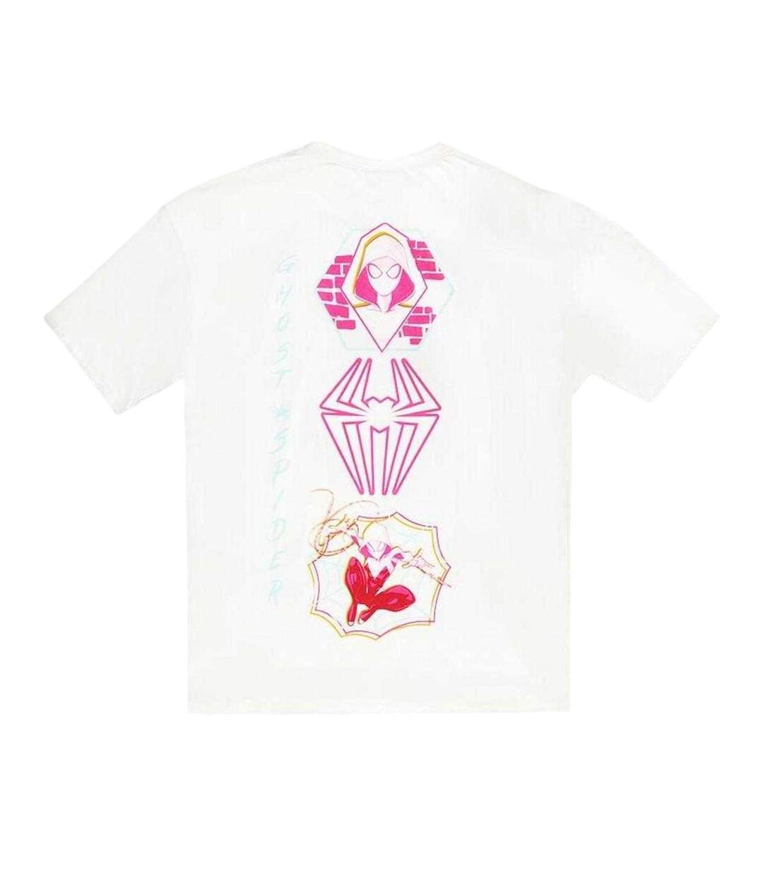 Womens/ladies Spider Gwen T-shirt White Pink Spider-Man-2