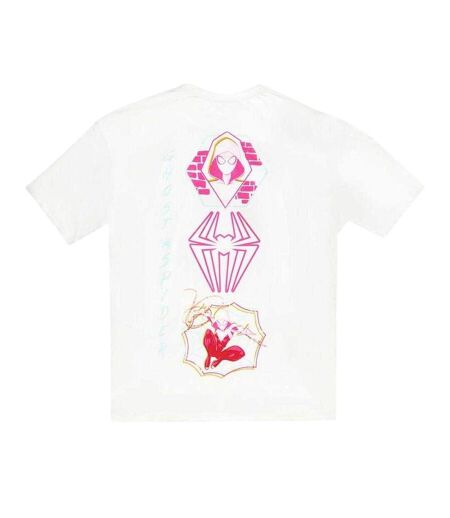 Womens/ladies Spider Gwen T-shirt White Pink Spider-Man