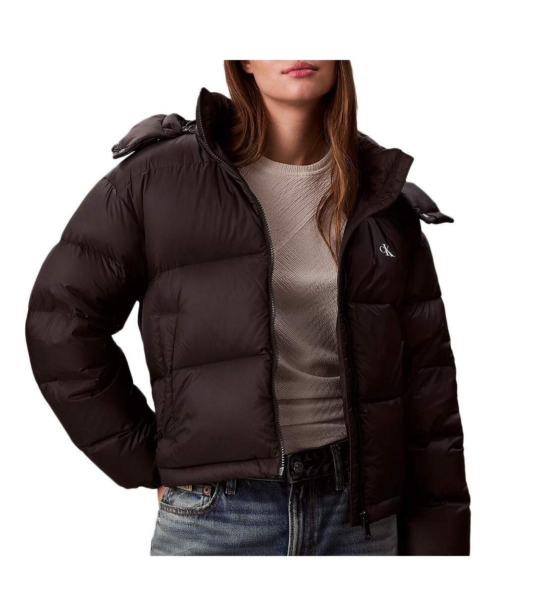 Doudoune noire femme calvin klein jeans essential midweight-1