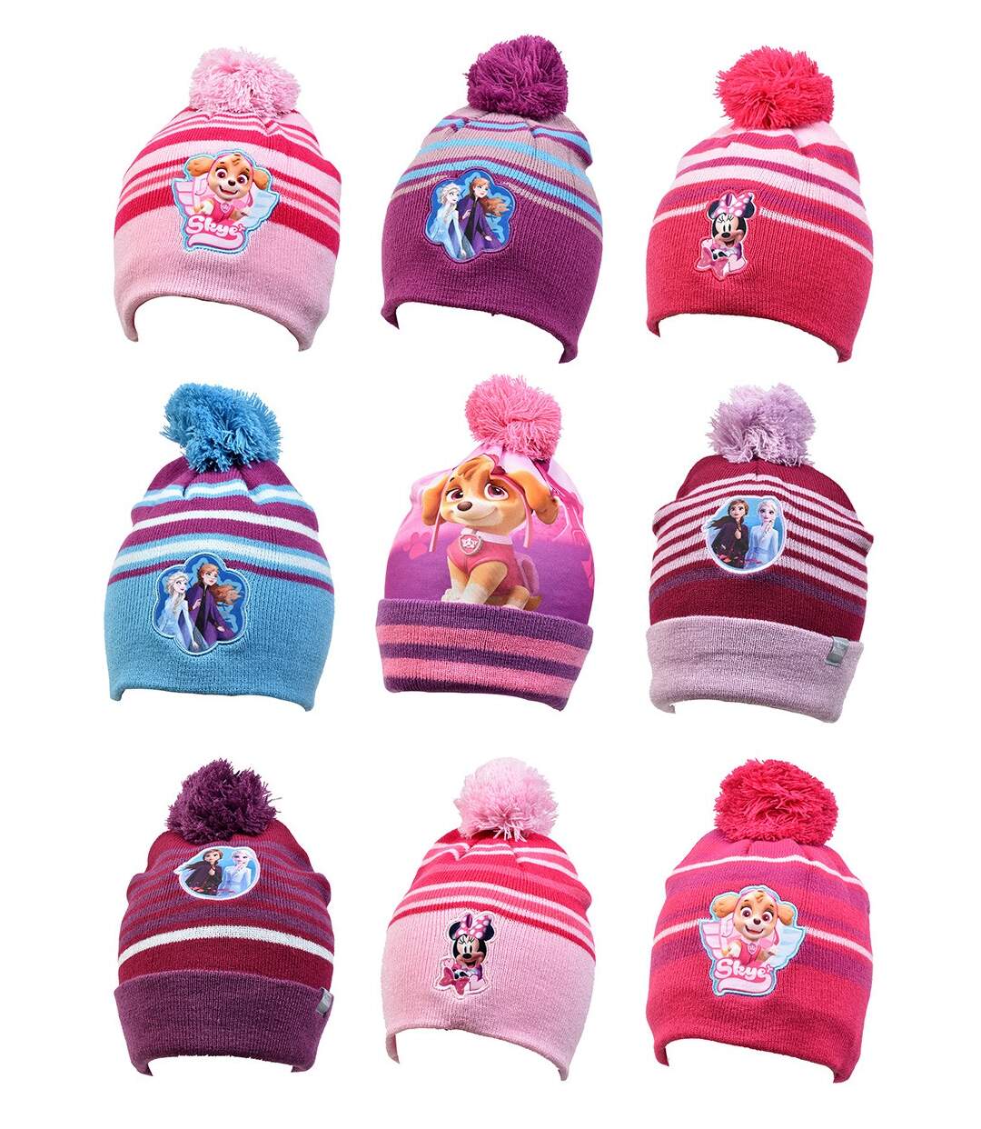 Bonnet fantaisie LICENCE Ultra doux pour Fille Pack de 3 Bonnets SURPRISE