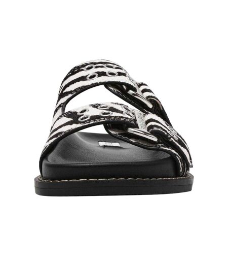 Womens/ladies Agent Zebra Print Sliders White Black Steve Madden
