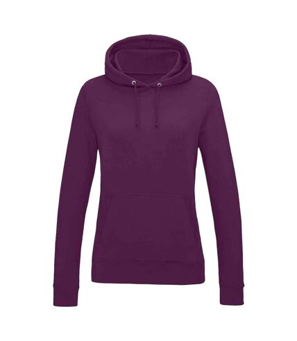 Womens/ladies girlie college hoodie plum Awdis