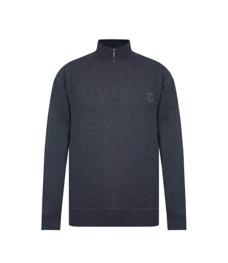 Mens Zip Neck Long-sleeved Sweatshirt Charcoal Marl Firetrap