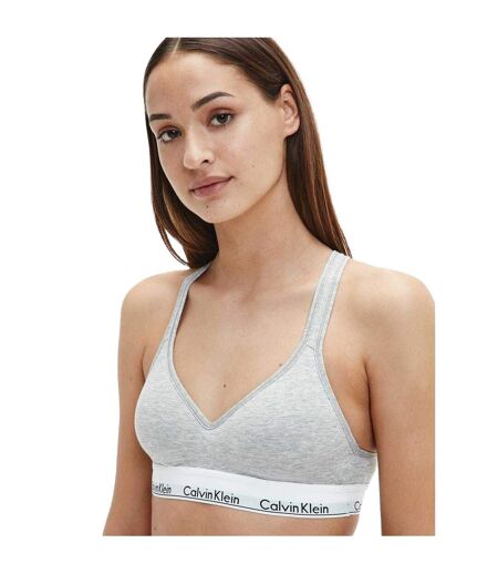 Womens/ladies Modern Cotton Blend Bralette Grey Calvin Klein
