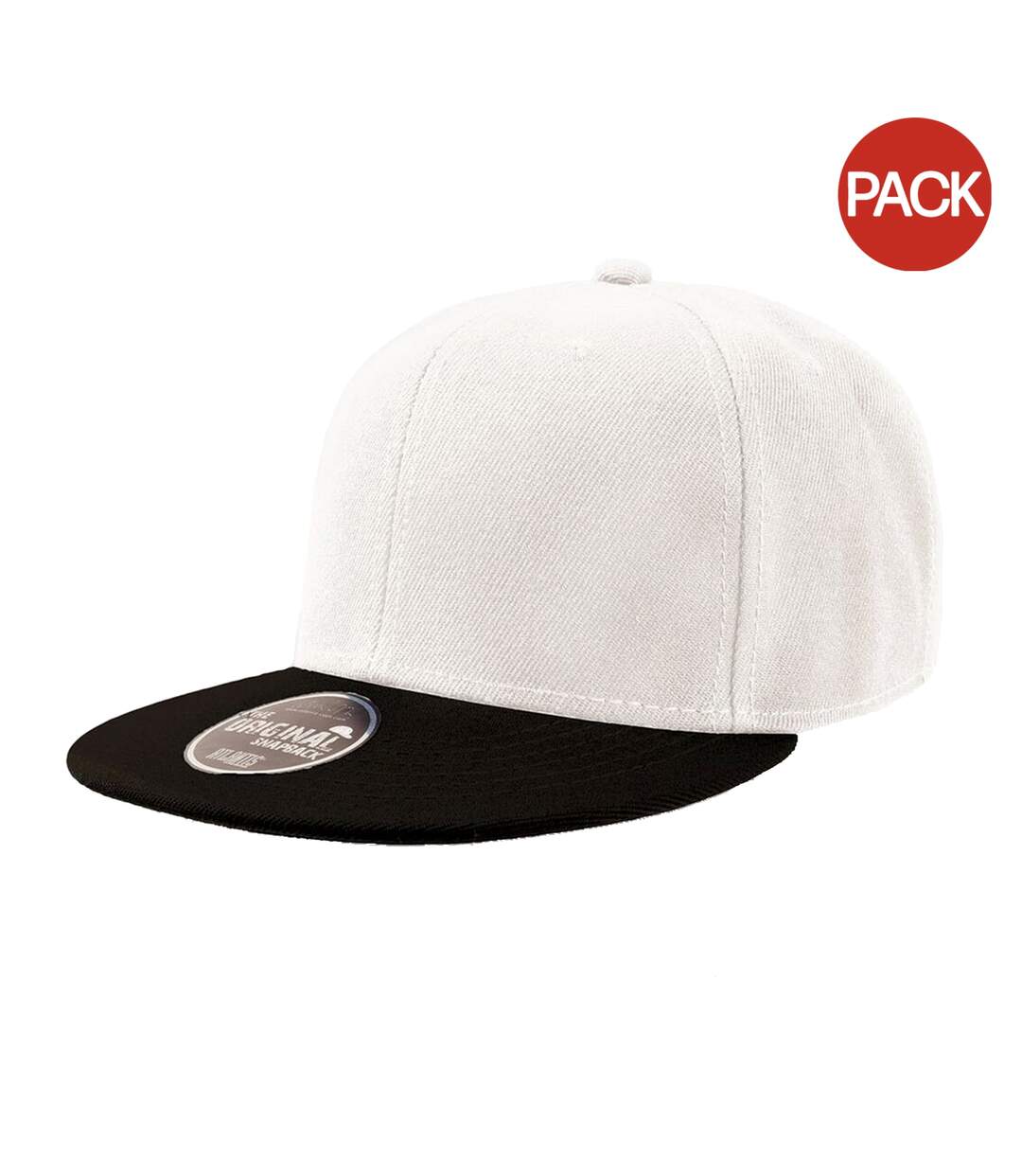 Lot de 2  casquettes avec visière plate adulte blanc / noir Atlantis