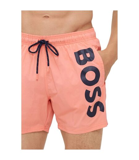 Mens Octopus Bold Logo Swim Shorts Bright Pink Boss