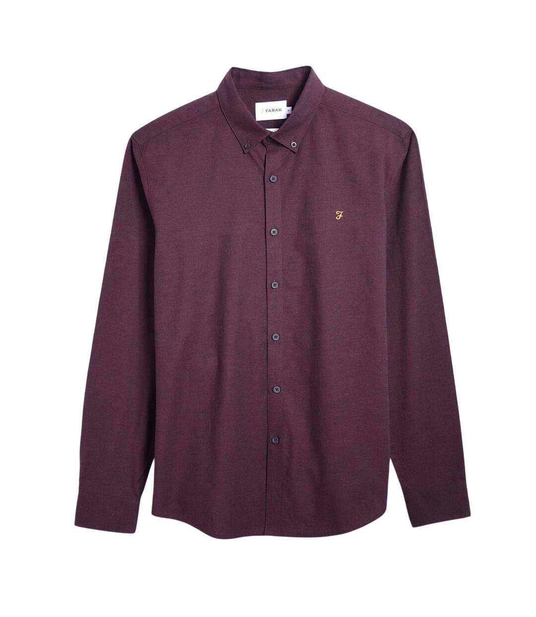Mens Regular Button-down Shirt Red Farah-1