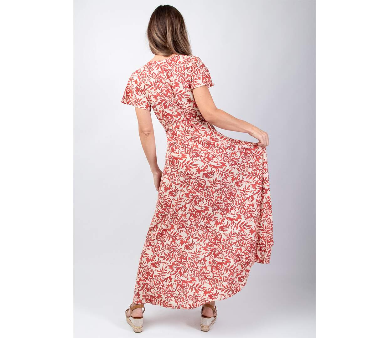Robe longue élégante SAKURA motif ethnique chic Coton Du Monde-4