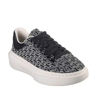 Womens/ladies Classic Textile Trainers Black Natural Skechers