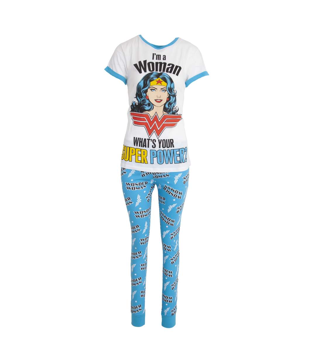 Ensemble de pyjama i´m a woman femme blanc/bleu Wonder Woman-1