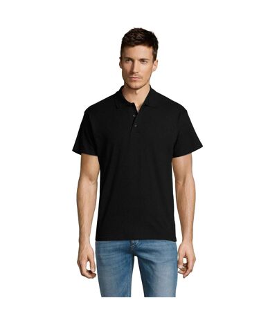 SOLS Mens Summer II Pique Short Sleeve Polo Shirt (Black) - UTPC318
