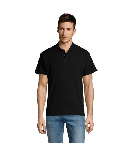 SOLS Mens Summer II Pique Short Sleeve Polo Shirt (Black) - UTPC318