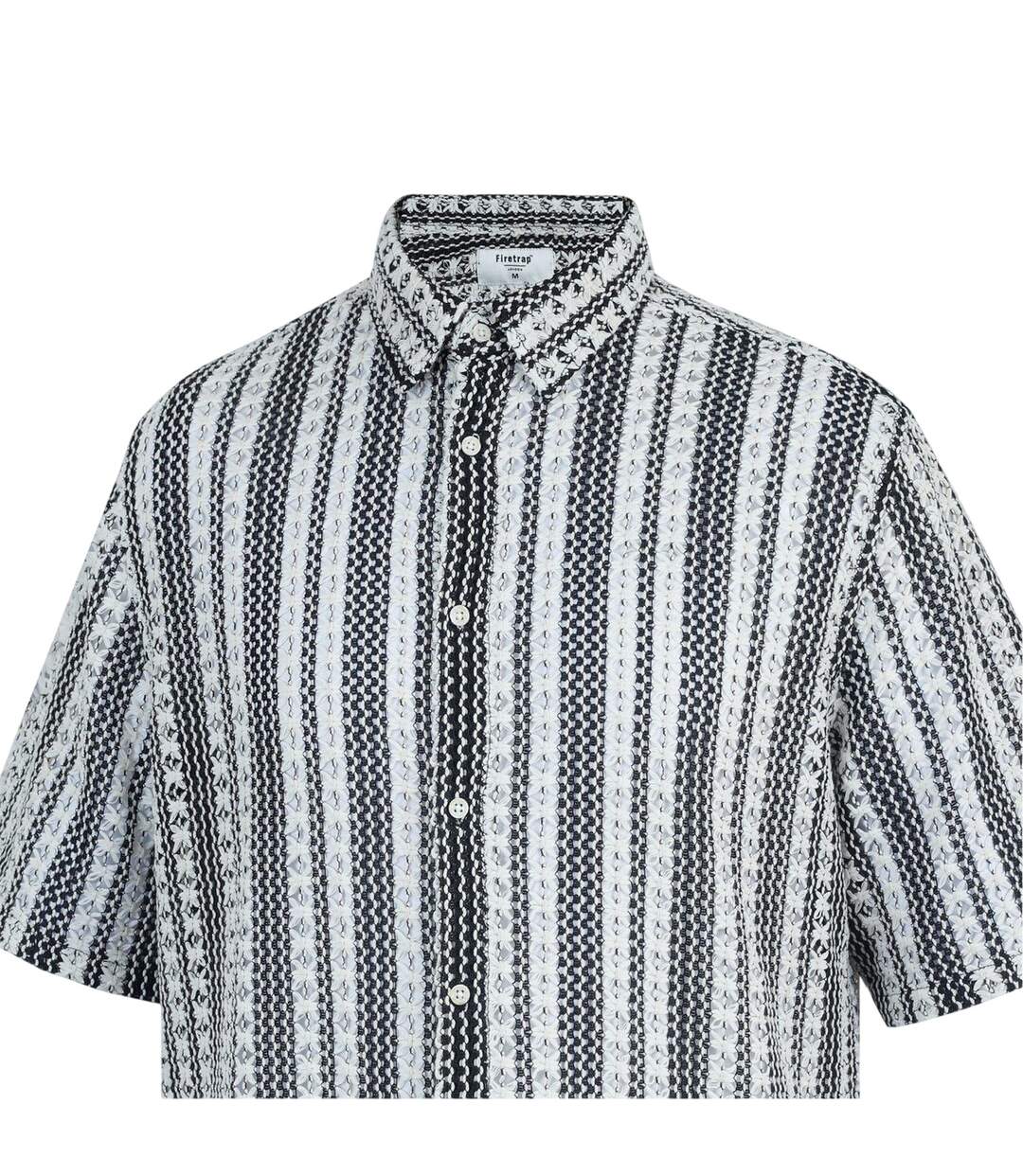 Mens Patterned Short-sleeved Shirt Black White Firetrap-3