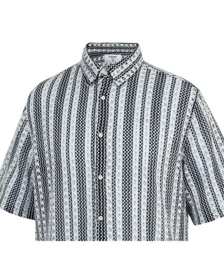 Mens Patterned Short-sleeved Shirt Black White Firetrap