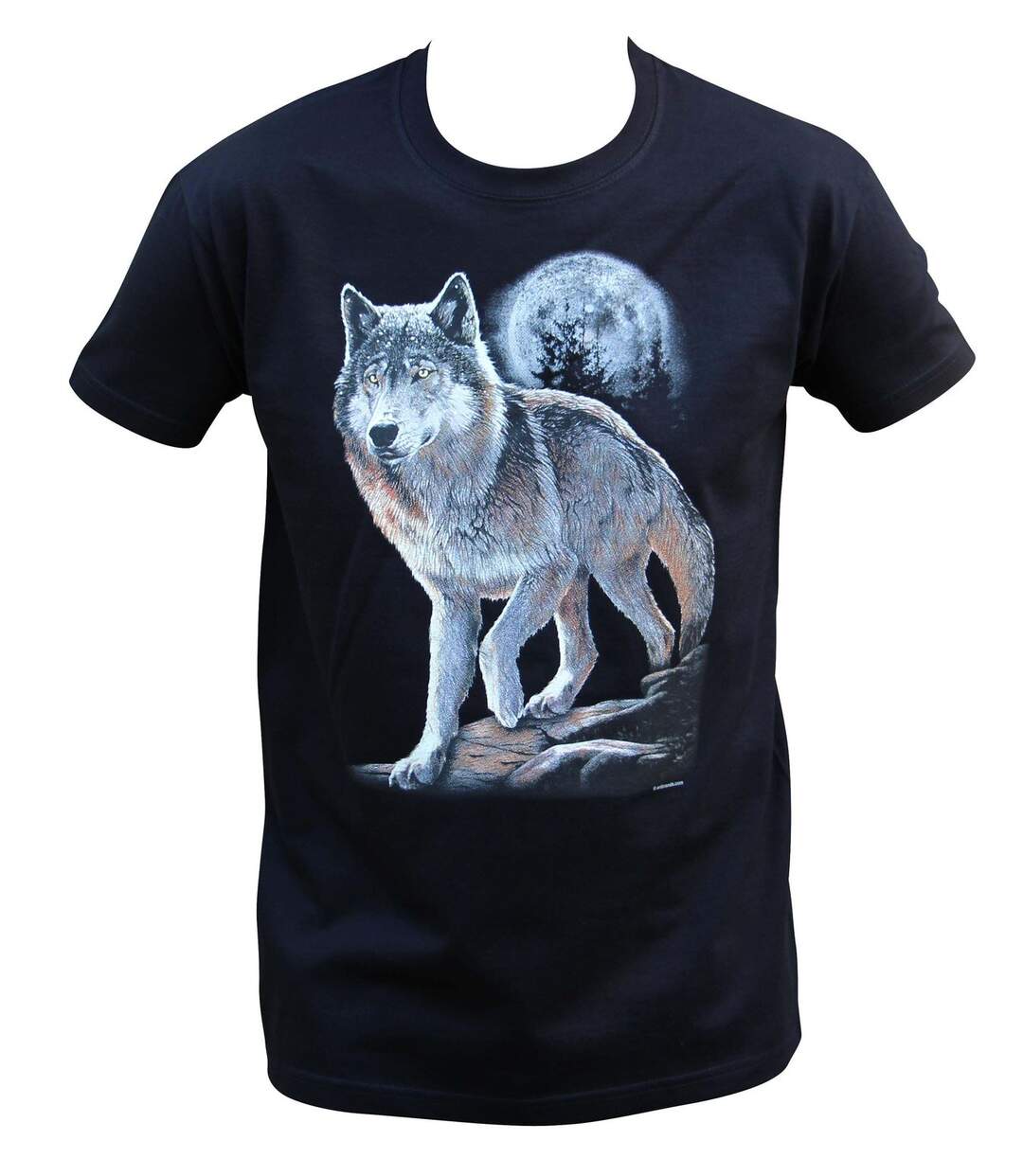 T-shirt homme manches courtes - Loup - 10380 - noir