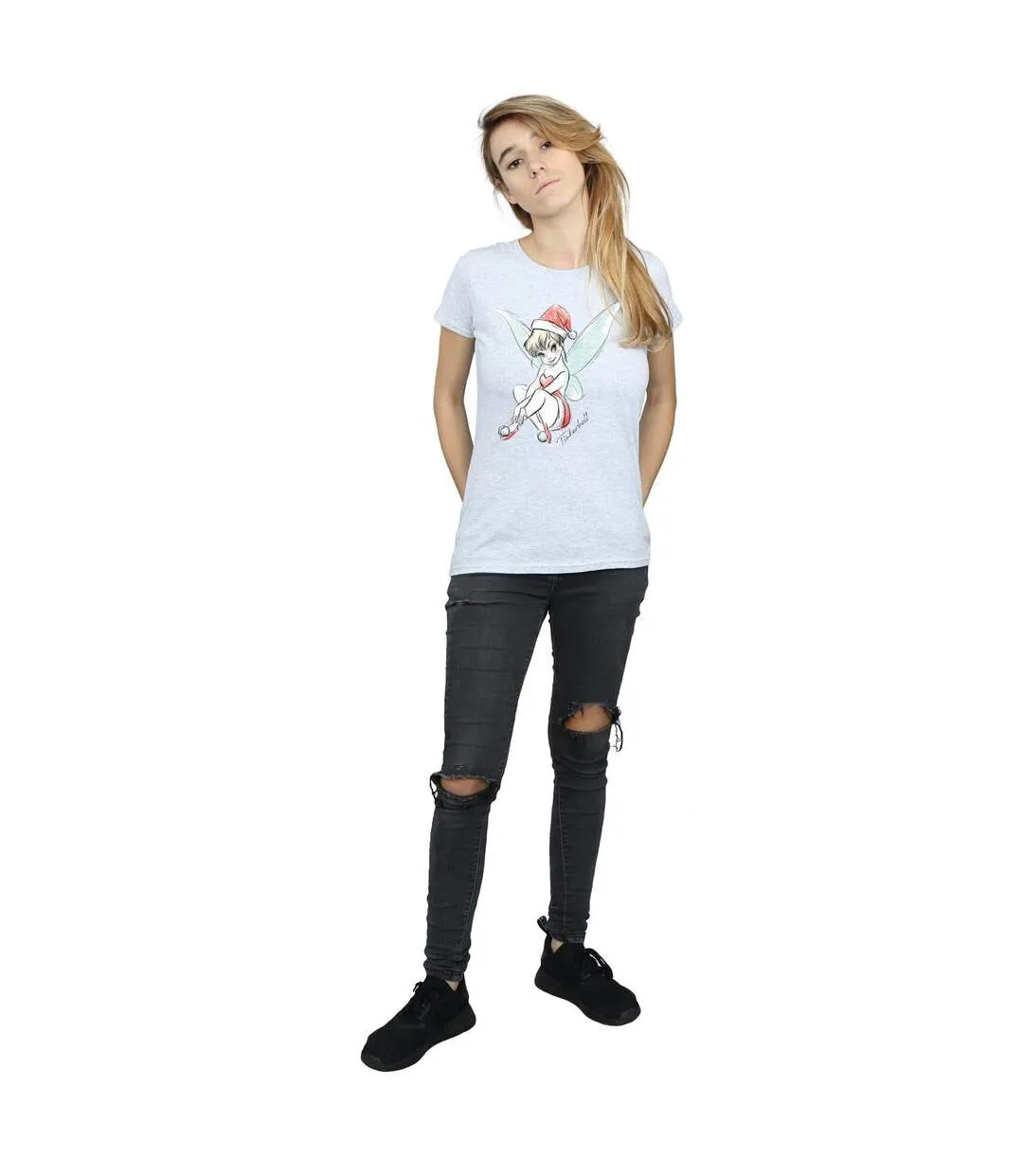 Disney T-shirt en coton Femme/Femme Fée Clochette de Noël (Gris sportif) - UTBI43841-4