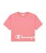 Womens/ladies Crew Neck Regular Crop T-shirt Pink Champion-1