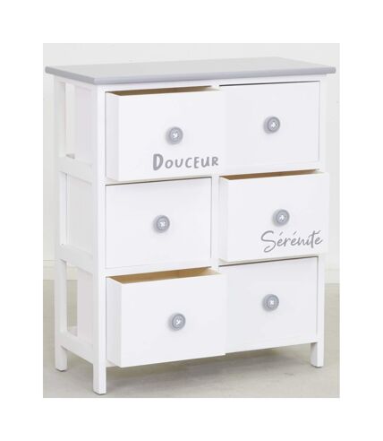 Commode/Chiffonnier bois ' Sérénité et Douceur ' 6 tiroirs