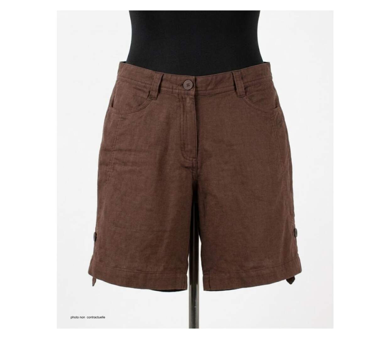 Short grandes tailles Femme AXONE MAGO2 : l'élégance naturelle du coton et lin à longueur réglable-3