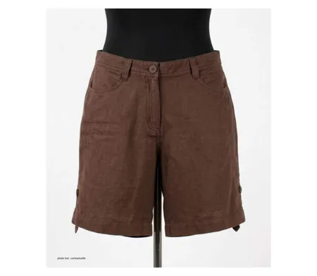 Short grandes tailles Femme AXONE MAGO2 : l'élégance naturelle du coton et lin à longueur réglable