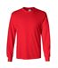 Gildan Mens Plain Crew Neck Ultra Cotton Long Sleeve T-Shirt (Red) - UTBC477