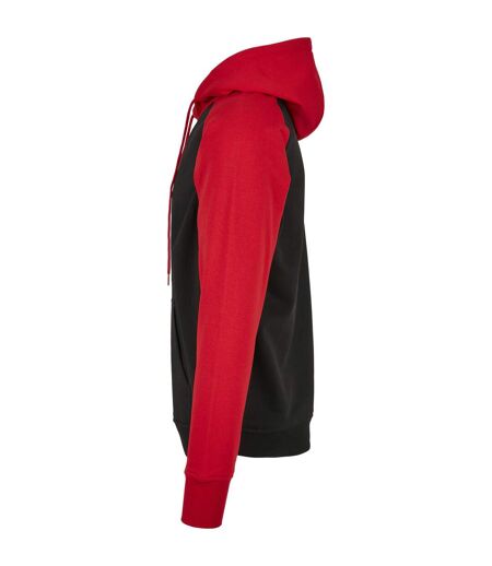 Mens Basic Raglan Hoodie Noir Rouge Build Your Brand