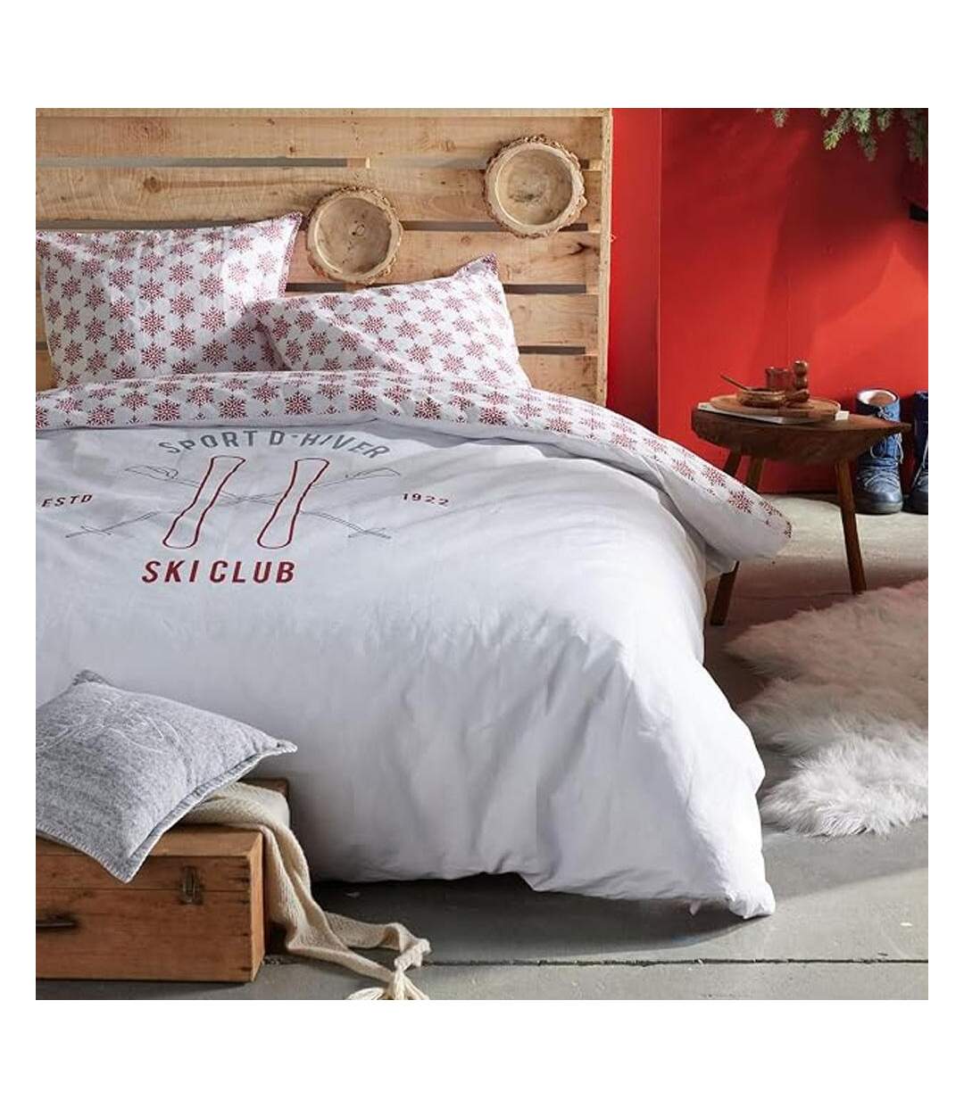 Parure de lit blanche ski today 260x240-1