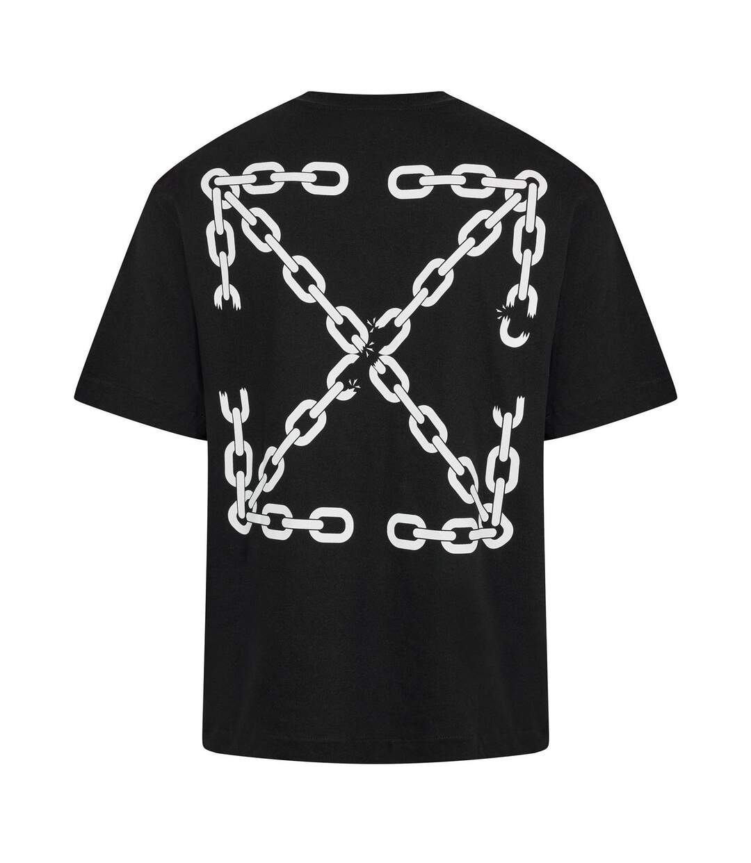 Mens Chain Print T-shirt Black Off White-2