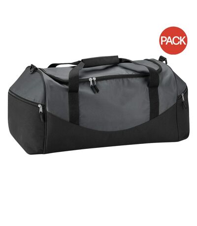 Quadra Teamwear Holdall Duffel Bag (55 liters) (Pack of 2) (Graphite/Grey/Black) (One Size)