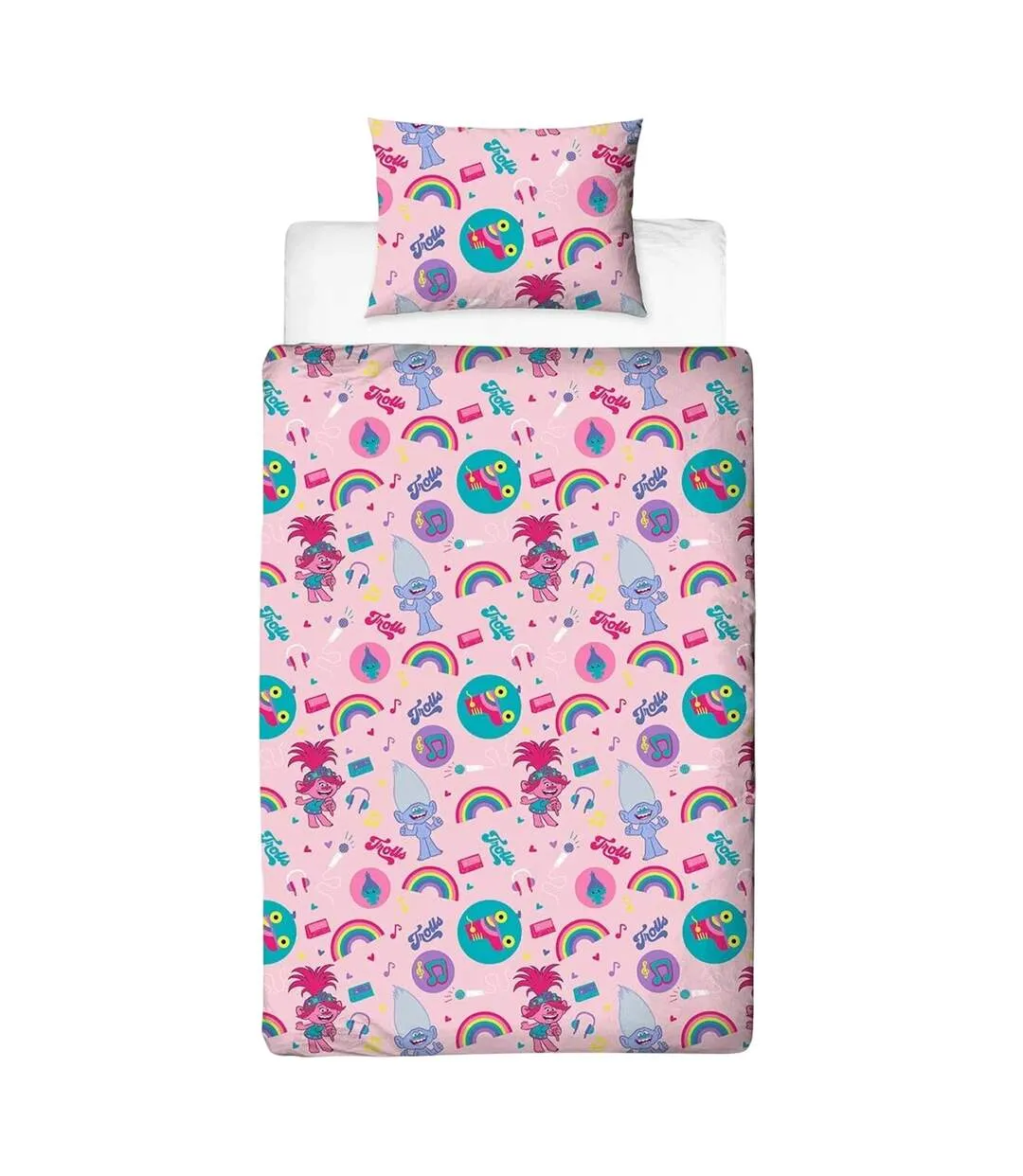 World Tour Reversible Duvet Set Pink Multicoloured Trolls 2-3