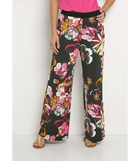 Pantalon large en stretch imprimé fleuri
