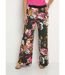 Pantalon large en stretch imprimé fleuri-1
