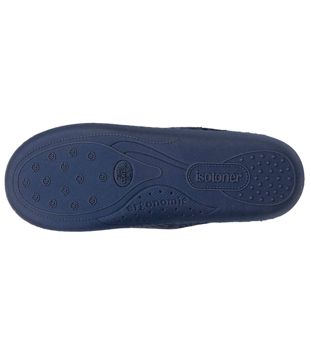 Isotoner Chaussons Mules femme microvelours semelle ergonomique, mousse à mémoire forme-5