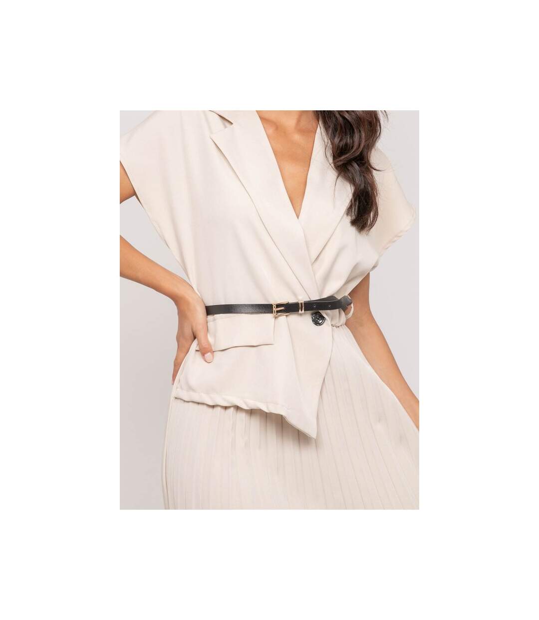 Robe longue plissée avec ceinture INARA - Dona X Lisa-3