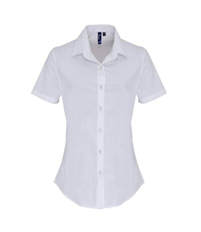 Premier Womens/Ladies Stretch Short-Sleeved Formal Shirt (White)