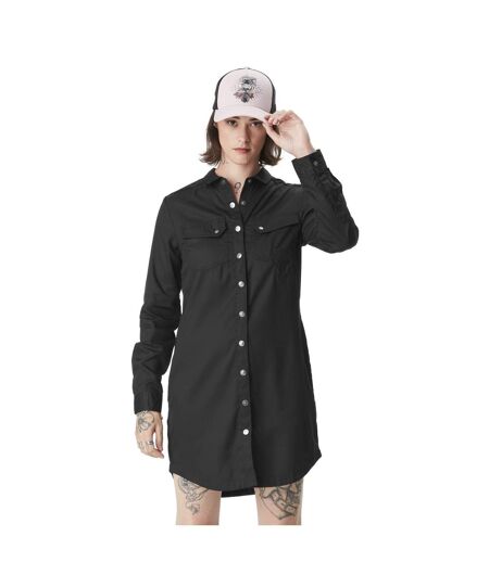 Robe chemise femme effet denim avec logo brodé et perles au dos Black Vondutch