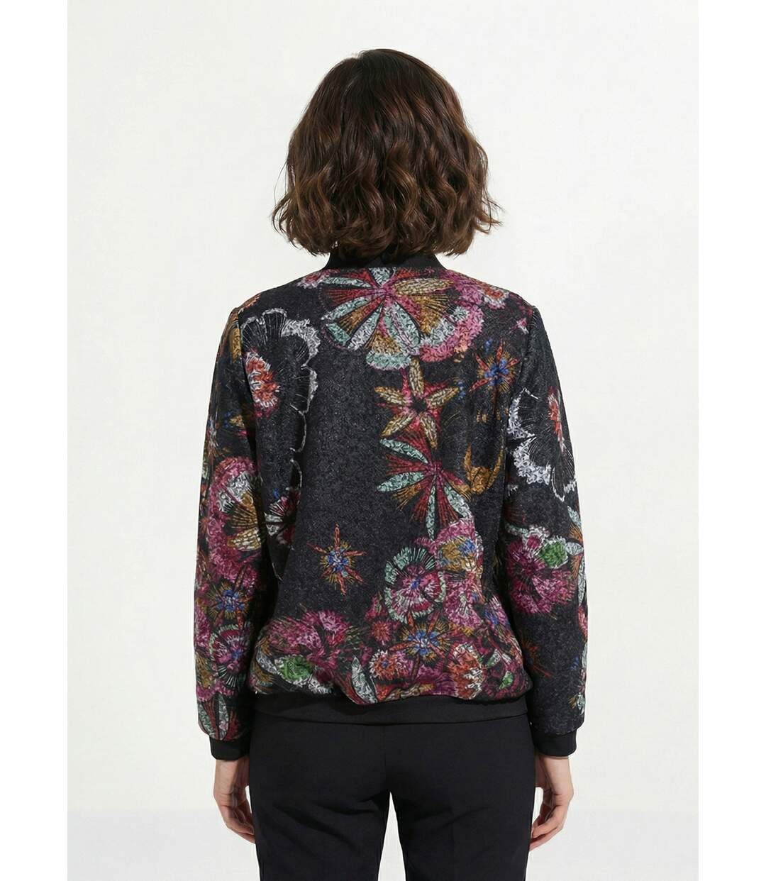 Blouson esprit bomber tissu bouclette imprimé-2