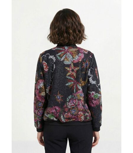Blouson esprit bomber tissu bouclette imprimé