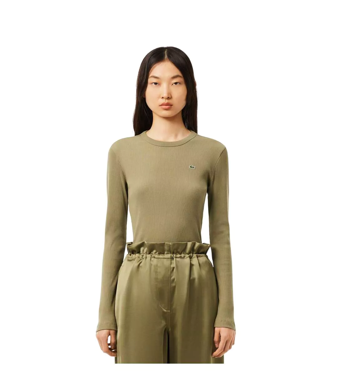 T-shirt Femme Vert Kaki Lacoste-1