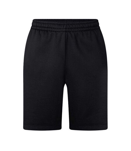 Mens Fleece Relaxed Fit Sweat Shorts Black White Off White