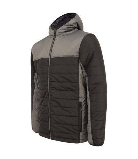 Finden and Hales Unisex Adults Hooded Contrast Padded Jacket (Black/Gunmetal Gray)
