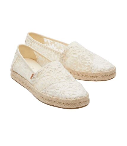 Womens/ladies alpargata rope 2.0 floral lace espadrilles natural Toms