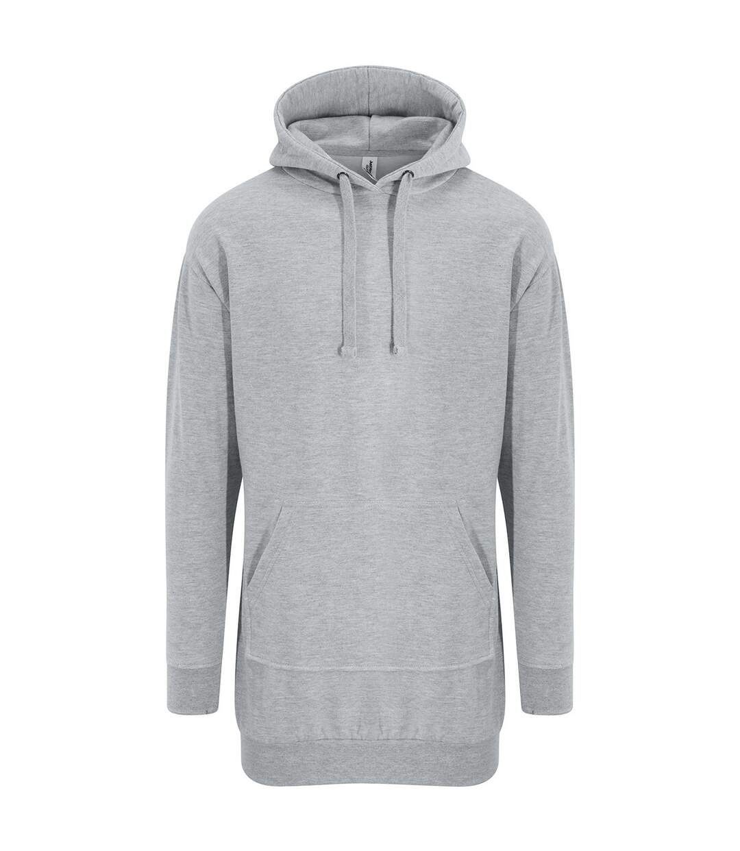 Womens/ladies heather relaxed fit hoodie dress heather grey Awdis